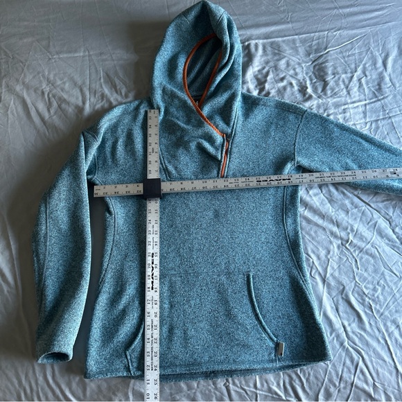 Stio Women's Heather Slate Zip Funnel Neck Sweater with Orange Trim Hoodie - Picture 3 of 10